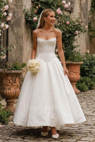 white Mikado a line wedding dress