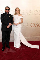 white Mona Fastvold 2025 strapless Oscars red carpet dress 
