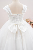 white square back flower girl ballgown