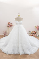 white strapless tulle wedding dress