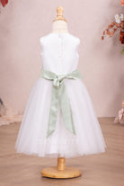 white tulle ankle length flower girl dress