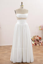 white two piece a line bridal dress