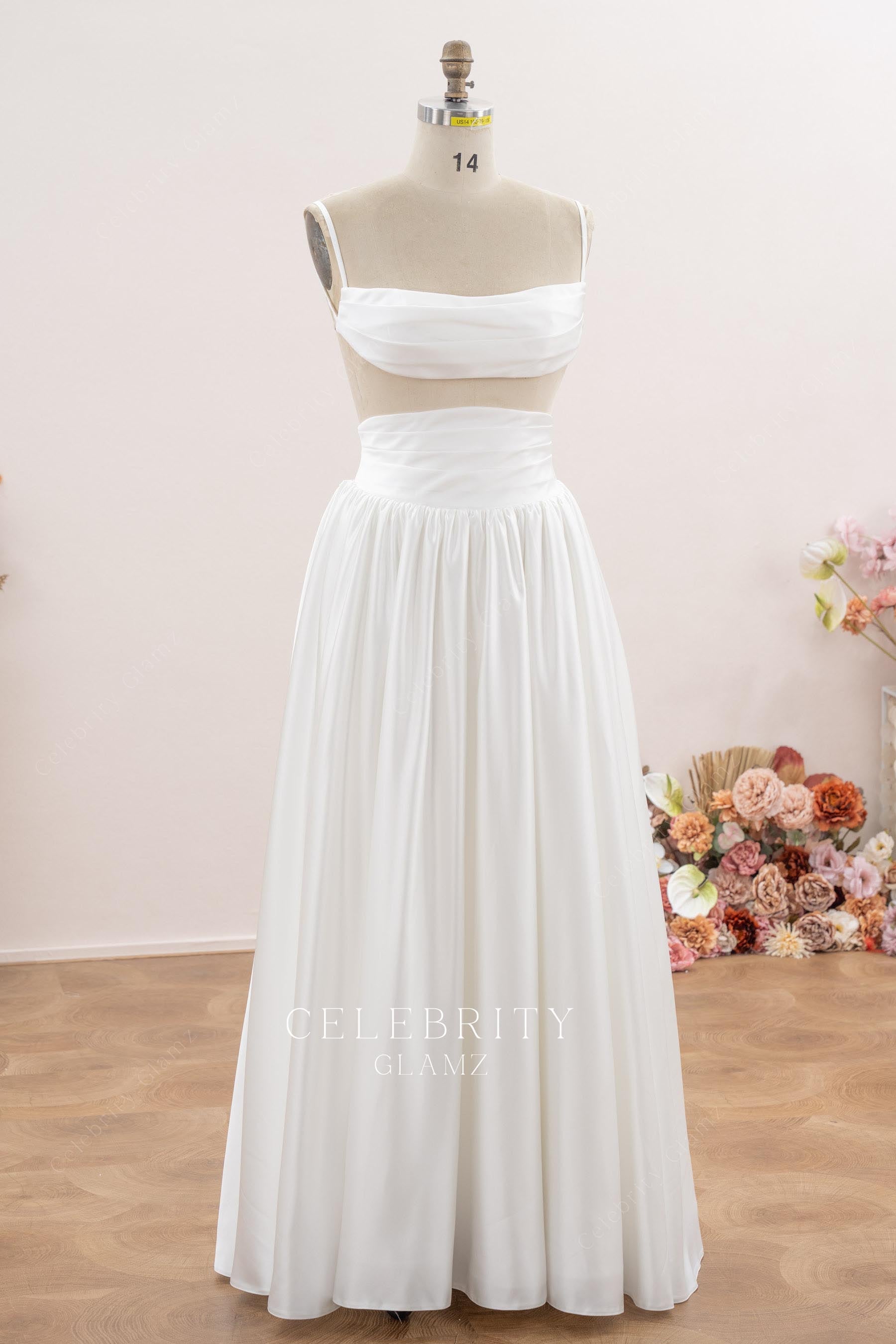 white two piece a line bridal dress