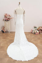 white velvet court train wedding dress