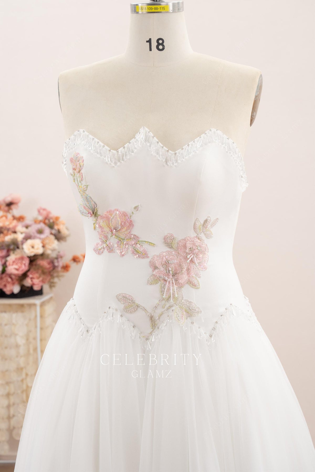 zigzag drop waist bridal dress