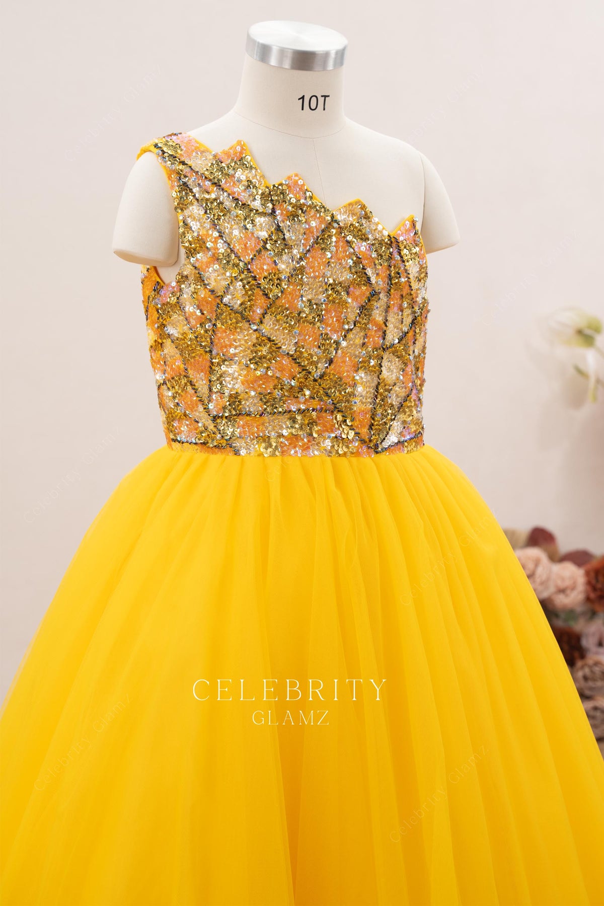 zigzag neckline beaded pageant dress