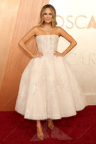 Zurihall Knight glitter white puffy 2025 Oscars red carpet dress